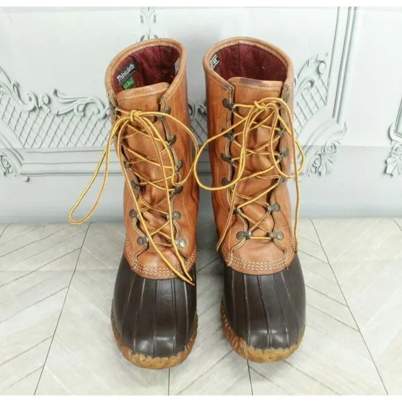LL Bean Brown Leather Waterproof Insulated Hunting Duck Boots Size 7 N - Picture 5 of 8